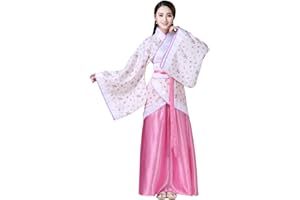 Xingsiyue Chinesisch Uralt Traditionell Hanfu Kostüm Bühnenperformance Tang Anzug Tanzkleid für Damen (Weiß Rosa,50)