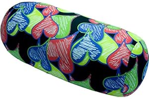 COVERBAGBCN - Cojín Cilíndrico Anti-Estrés Relax | Alivio Cervicales y Lumbares | Relleno de Bolitas Confortables | Tejido Lycra Suave al Tacto | Lavable en Máquina | 35x15 cm (Negro Corazones)