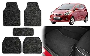 Selifaur - Set of 5 Pcs Black Carpet Floor Car Mats for Hyundai Eon