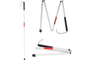 HUDIEPAN Bastone Cieco Pieghevole, Bastone Non Vedenti, Bastone Cieco Regolabile, Bastone Cieco in Lega di Alluminio, Bastone da Passeggio per Ciechi, Bastone Cieco Portatile per Vision Impaired Non Vedenti