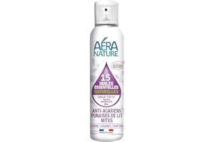 Aera Nature - Spray Anti Acariens, Punaises de Lit et Mites - Élimine, Assainit, Parfume, 800 Pulvérisations - 99,9% d’Ingrédients d’Origine Naturelle - Écocert - Fabrication Française - 125 ml