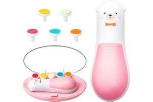 QUNLIONS LIFE Baby Nail Trimmer Electric,Baby Nail Clippers, 6 in 1 Baby Nail File,Nail File Baby Grooming Kit Manicure Set for Toddler or Adults (Pink-New)