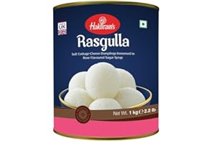 RED RICKSHAW Haldiram Rasgulla 1 Kg | Dolci indiani | Gnocchi di ricotta morbida immersi nello sciroppo di zucchero aromatizzato alla rosa