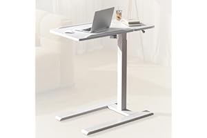 SIHOO D01 tavolino da letto-Scrivania Regolabile Altezza con Ruote,Comodini camera,Sistema Pneumatico, Montaggio Rapido e Qualità Eccellente per Casa/Ospedale(Bianco classico)