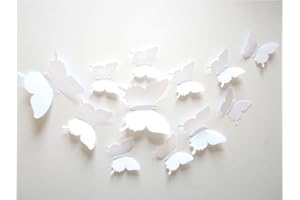 ufengke® 12 szt. 3D motyle naklejki ścienne modny design DIY motyl artystyczne naklejki rzemiosło dekoracja domu, białe