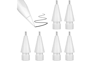 HanCenDa 6 Stücke Spitzen zum Ersatz für Apple Pencil 1. Generation und 2. Generation, Logitech Crayon, Verschleißfest Feiner Präziser Steuerstift wie Federn für Apple Pencil, weiß