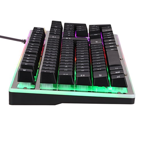 KKmoon Ergonomisch LED Hinterleuchtet Spiel QWERTY Tastatur/ Bunt Regenbogen Esport Gaming Keyboard/ USB Verdrahtet Wasserdicht Mit 104 Tasten - 2