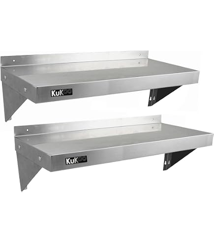 Mensola In Acciaio Inox Doppia Per Cucina 2 Ripiani Scaffale A Parete 60 X 40cm 90868796 - 13