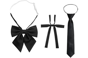 TQPUWT Cravates pour femmes, 3 pièces cravate réglable pour filles, Femme Fille Nœud Papillon Cravate, Style Minimaliste avec la Cravate, Réglable Lavallière Pré Lié pour Vêtements Accessoires, Noir