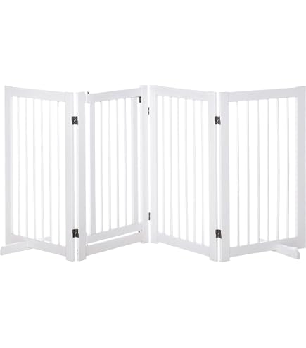 PawHut Barriera Per Cani In Legno 4 Pezzi – Recinto Pieghevole 206x76 Cm Con Piedini Antiscivolo