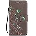 Produktbild Lonchee Sony Xperia X Wallet Tasche Brieftasche Schutzhülle , Gemalt Schmetterling Muster Design Schutzhülle / Cover / Handyhülle / Etui Folio PU Leder Tasche Case Hülle im Bookstyle mit Standfunktion Kredit Kartenfächer und abnehmbare Handschlaufe (grau)