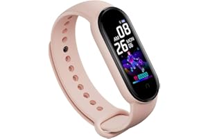 BEIYASI QERMULA Fitness Tracker Reloj con Monitor de frecuencia cardíaca, M5 Sports Smart Watch Fitness Trackers, Podómetro Caminar para Hombres Mujeres (Negro/Rojo/Azul/Rosa) Pulsera Inteligente Rosa