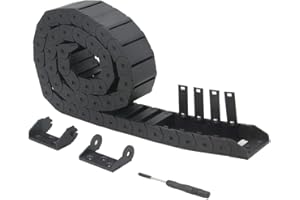 Zeberoxyz 15x40mm Drag Chain Length 1Meter Inside Open Type Black Plastic Flexible Cable Carrier R28 with 1Kit End Connectors (15mmx40mm-Inside Open)