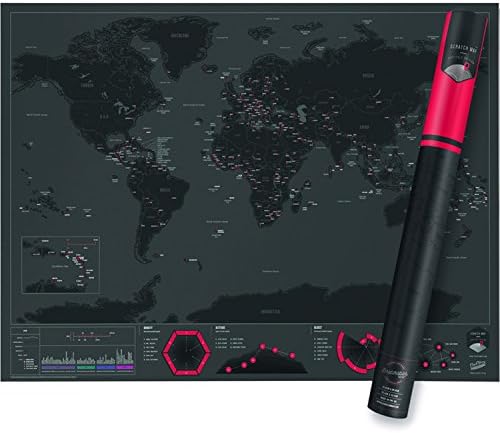 Scratch Off World Map - Scratchable Deluxe Black Capitals of the World Edition - XXL 32.4 x 23.4 inches - Scratch and Track the Countries and Cities Visited - Perfect Gift for Travelers