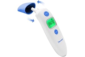 Berrcom Termometro Fronte e Orecchio Termometro Febbre Termometro Infrarossi Neonato Senza Contatto Termometro Digitale con Allarme Febbre, Lettura Istantanea