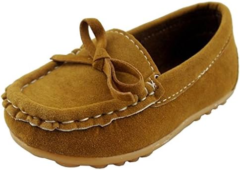 iLory Boy's Girl's Casual Suede Leather Slip-On Loafers Oxford Flat Boat Shoes Toddler Shoes
