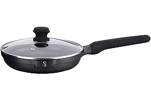 Stone&Stone Padella Antiaderente 20 cm | Rivestimento Tedesco GREBLON C3+ | Fondo 100% Acciaio Induzione e Gas | Estremamente Anti Aderente e Resistente | Padelle Professionali da Chef + Coperchio