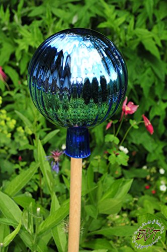 ca. 18 cm XXL Gartenkugel in 18-20 cm Größe (mit Glasschaft) Kugelform Hellblau gartenkugeln, Sonnenfänger-Kugel, Sonnenfänger-Scheibe, Sonnenfängerscheiben, Gartendeko FROSTSICHER, lichtbeständig und WINTERFEST, Rosenkugel Rosenkugeln Glas Deko - 3