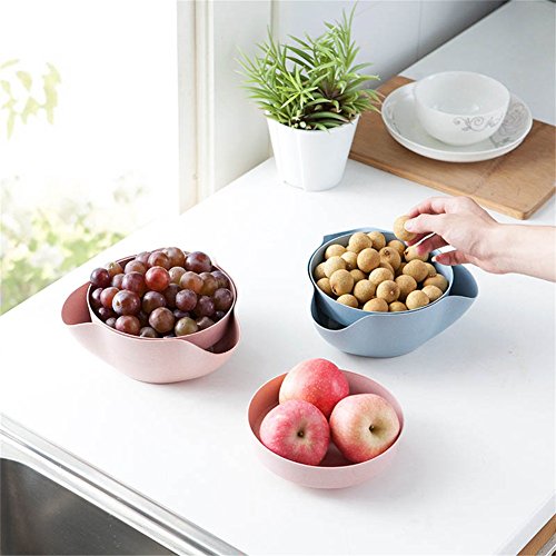 Kasit 2in1 Double Dish Nut Bowl Pedestal Snack Plastic Serving Dishes for Pistachios Peanuts Edamame Cherries Nuts Fruits Candies Olive – Beige - 7