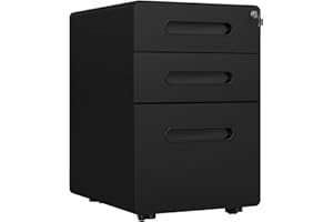 Vinsetto Lockable File Cabinet with 3 Drawers, Vertical Office Drawer for A4, Letter, Legal Size, Anti-tilt Design, Pre-Assembled Body, Black