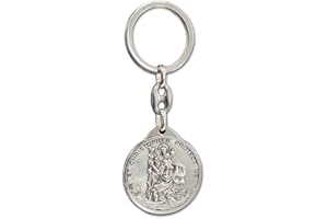 Avisa Porte-clés en acier inoxydable - 'St.Christopher / St.John Paul II' (Argent) - Double-face 'V2'