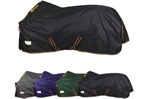 ‎MARENGOS Marengos by Bucas - Winterdecke 1200D Irish Turnout | atmungsaktive & wasserdichte Outdoordecke mit Innenfutter & Kreuzbegurtung | Schwarz/Orange in Größe 145cm (100g/m² Füllung)