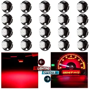 cciyu 20 Pack T4.7 Red 1-5050-SMD LED Neo Wedge A/C Climate Heater Lights Bulb 12V