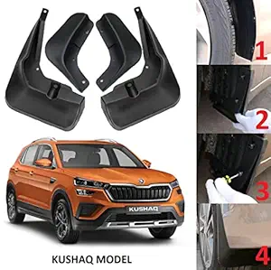 Cartek Mud Flap / Mud Guard (O.E.M Type) for Skoda Kushaq (Set of 4 Pcs.) (Black)