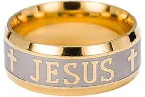 YAHOYA 8mm Acero Inoxidable religioso Jesús Cruz Anillo Ruso Dios Nos sálvanos Anillos de Banda para Hombres Mujeres joyería Cristiana Anillos