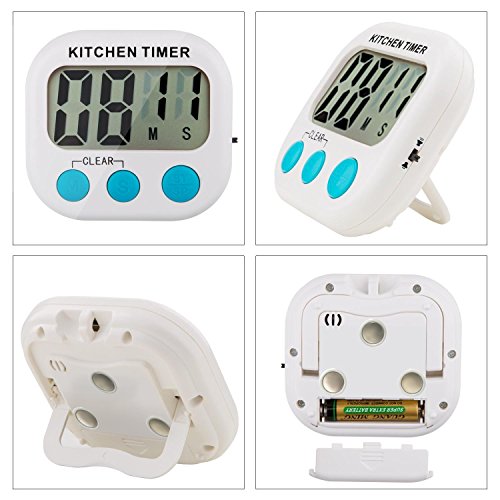 Giancomics® Küchentimer mit AAA Batterie, Groß LCD Display und Magnet Erinnerung Alarm Stoppuhr für Kochen, Backen, Spiele, Sport, Yoga und Büro (Blau-Lautstärkeeinstellung) - 2