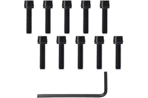 KSUKTSW 10 Pièces Vis de Potence de Vélo, avec Clé Hexagonale, M5 x 20 mm Vis de Potence de Vélo avec Rondelles, Boulons de Potence de Vélo, pour Vélo de Route de Montagne (Noir)
