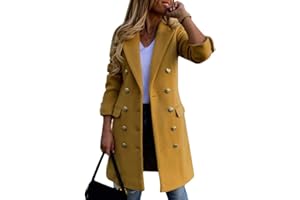 Tomwell Femme Manteau Jacket Trench Coat Gilet Blazer Manteau Hiver Femme Bouton de Mode Long Veste OL Vintage Chaud Manches Longues en Laine