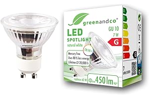 greenandco® CRI 90+ GU10 LED Spot, 7W 450 lm 36° 4000K neutralweiß 230V, flimmerfrei, nicht dimmbar
