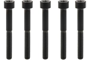 Yaruijia Bullone in titanio per bicicletta M5 x 10 12 16 18 20 25 30 35 40 45 50 55 60 mm testa quadrata esagonale passo vite 0,8 mm, confezione da 5 (M5 x 40 mm, nero)