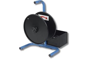 DM-FOLIEN GMBH Abrollgerät für PET-Textil-Umreifungsbänder - Mit Metallablage - Tragbar - Blau - Passend für 63 mm / 76 mm Kerne