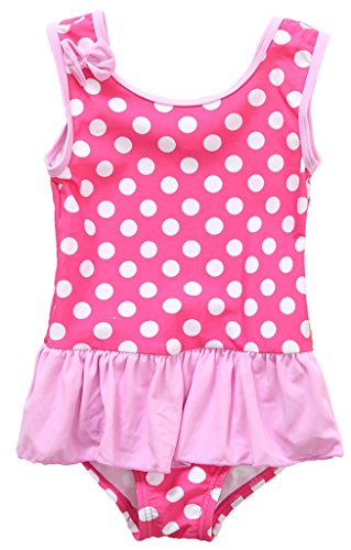 Attraco Baby Girls One Piece Swimwear Cute Polka Dot Swimming Costume Princess Bowknot Bathing Swimdress