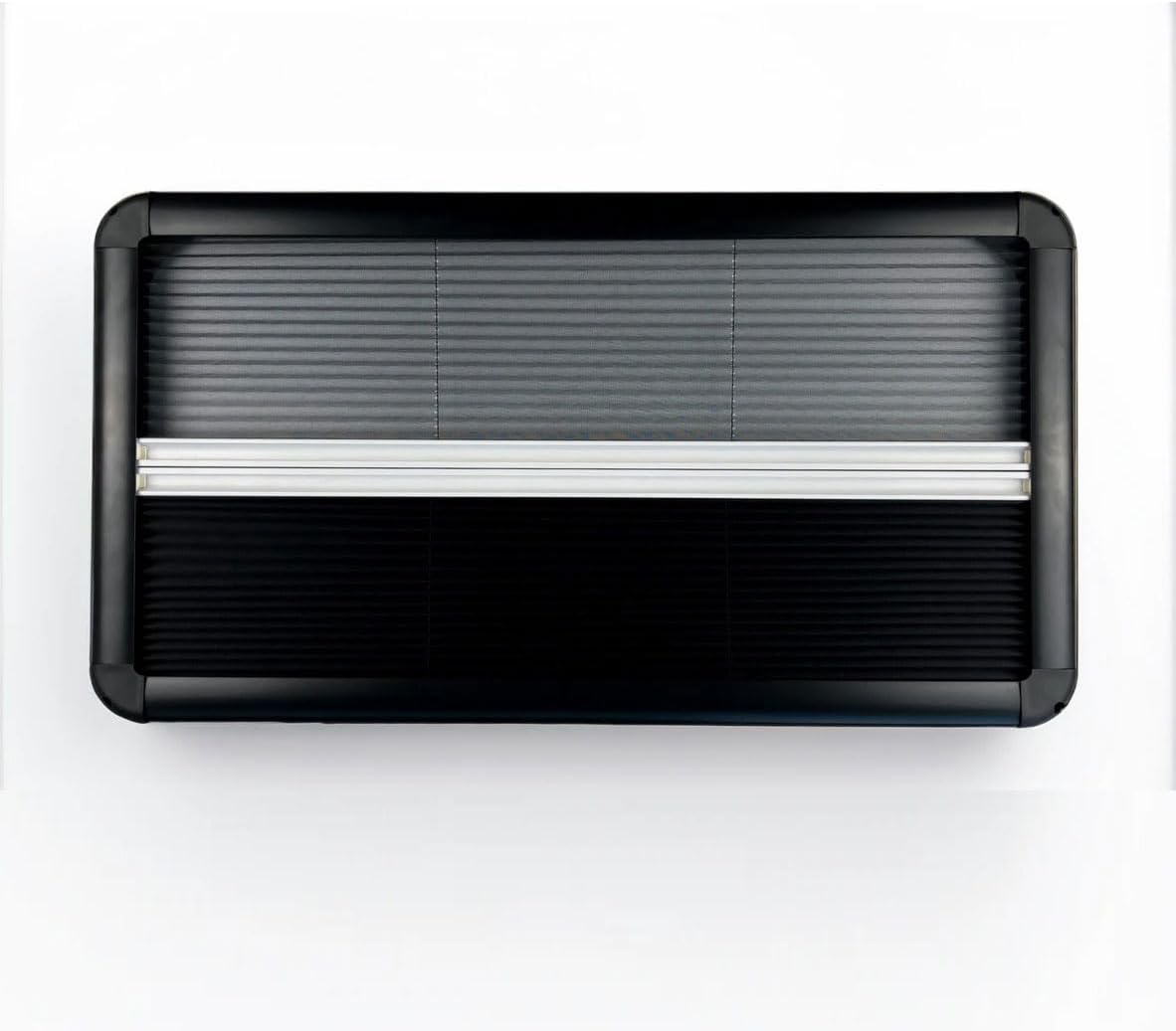 Motorhome Campervan Window Blind with Flyscreen, Black Frame Cassette Blind, Black Pleated Blackout Blind and Insect Screen (90 x 50cm (Overall size 98 x 58cm))