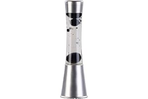 Lampe à lave en verre et aluminium - Bulles noires et liquide transparent [Lunartec]