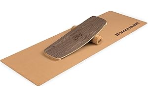BoarderKING Indoorboard Classic - Tavola di Equilibrio per Surf e Skate Indoor, Tavola Propriocettiva per NeuroMuscular Response Training, incl. Tappetino Protettivo