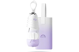 EKUW Mini Compact Folding Travel Umbrella with Ring Handle and Storage bag/Gradient Color/6 * 2Ribs/UV Protection/Sun Rain/Lightweight Small/Handbag/Teflon Coating/Women Kids