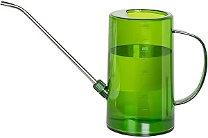 Vaupan Regadera para Plantas de Interior con Pico Largo de Acero Inoxidable, 1 l/34 oz Escala Transparente medible pequeña regadera para Plantas al Aire Libre jardinería suculentas Flores (Verde)