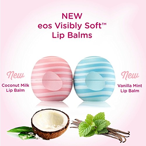 Eos Visibly Soft Lip Balm -Coconut Milk plus Vanilla Mint - Pack of two different flavours