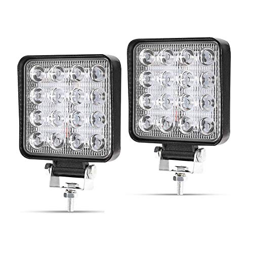 Faro da Lavoro, 2 X 48W Piazza Fari Led 12V 24V Fari di Profondità Impermeabile IP67 Luci di Lavoro Fuoristrada per Moto Auto ATV SUV Trattore, 6500K