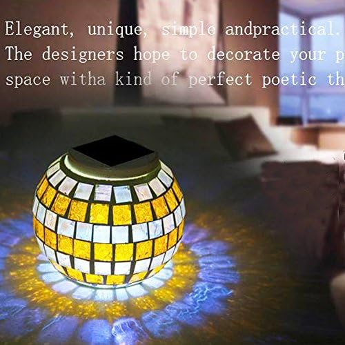 AOMOMO®Solar Powered Mosaic Glass Ball Garden Patio LED Light，Waterproof Solar Outdoor Lights for Parties Decorations,Christmas, Ideal Gifts--5.12 Inch in Diameter, 4.13inch (TD-8)
