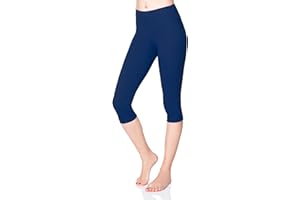 SOFTSAIL Leggings for Women 3/4 Length Capri Cotton High-Waisted Cropped with Tummy Control Yoga Pants for Women Ladies Leggings for Sports Workout Gym Activewear