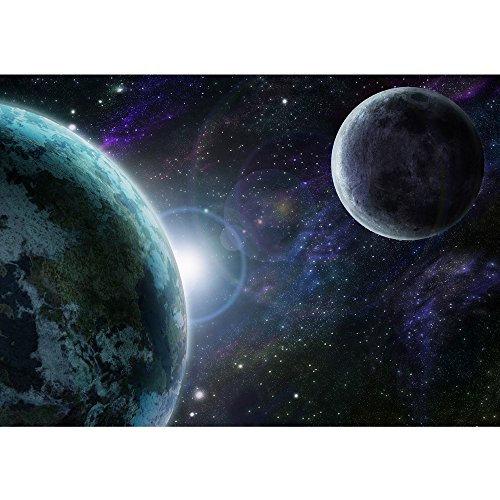 Vlies Fototapete PREMIUM PLUS Wand Foto Tapete Wand Bild Vliestapete - Weltraum Erde Mond - no. 229 Weltraum Erde Mond Weltall, Größe:300x210cm Vlies