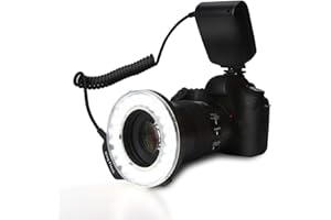 DIOCHE Ring Flash Light Lampe de Poche LED Portable avec 4 filtres et 8 adaptateurs pour appareils Photo Reflex/Nikon/Penant//Panasonic