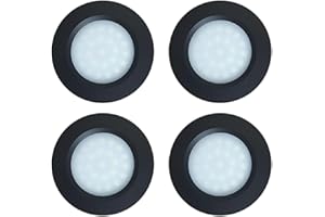 MARVIX 4 x LED 12V Spot Lights Touch Controlled ON/OFF Switch Dimmable Recessed Lighting for Caravan Motorhome Boat Black Downlights Warm White 3000k (Pack of 4)