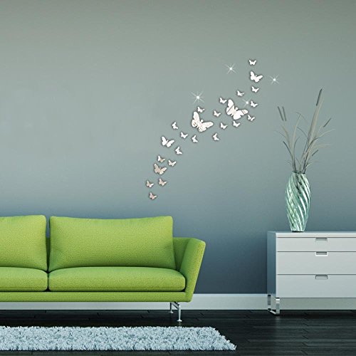 Gearmax® 30 Stk. 3D Schmetterling Wandtattoos Spiegel Style abnehmbar Aufkleber Art Wandbild Wand Aufkleber Haus Dekor - 8