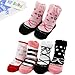 KF Baby Non-Skid Baby Girl Shoe Socks, 5 pairs, Infants to Toddlers